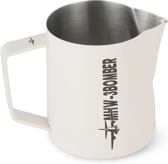 MHW-3BOMBER Latte Art Pitcher Stainless Steel Milk Frothing Pitcher Steamed Espresso Cup Barista Essentials (Cream White, 16.9oz/500ml) P5020W