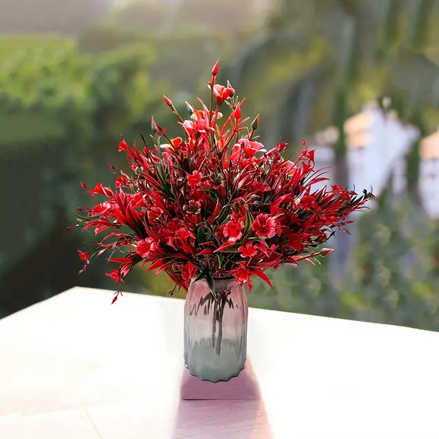 Yuejia 10Pcs 13.8in/35cmOutdoor artificial flowers, fake plants flowers, suitable for indoor and outdoor hanging window box decoration