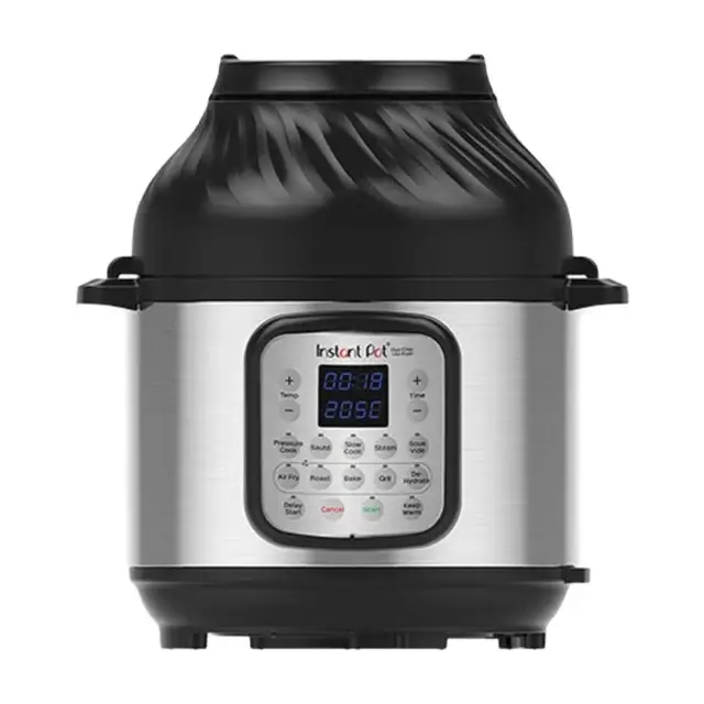 Instant Pot Duo Crisp 5,7L 11-in-1 Multicooker met Airfryer - Snel onder druk koken, Slow cooking, Sauteren, Stomen, Sous vide, Warmhouden, Snel frituren, Braden, Bakken, Roosteren, Drogen