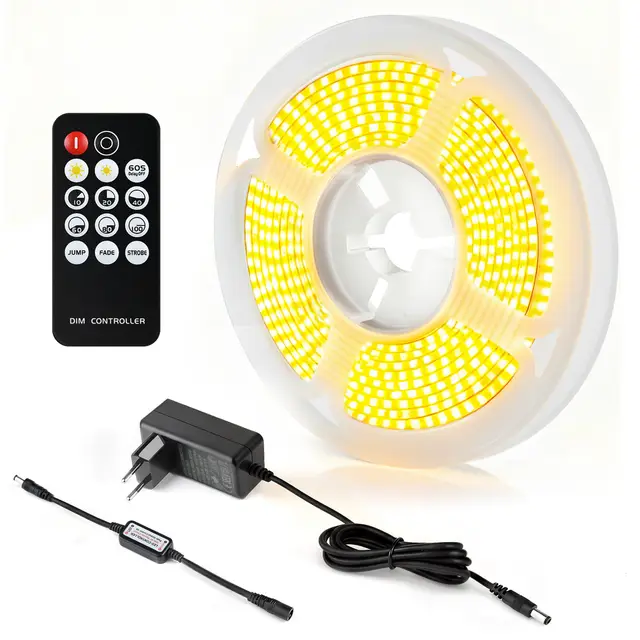 VIVREAL COB 12V LED-streplamp 6,56 ft, 3000K warm wit, dimbaar, flexibele tape met voeding en RF-afstandsbediening, hoge CRI 92, nieuwjaarsaanbieding, top cadeaukeuzes
