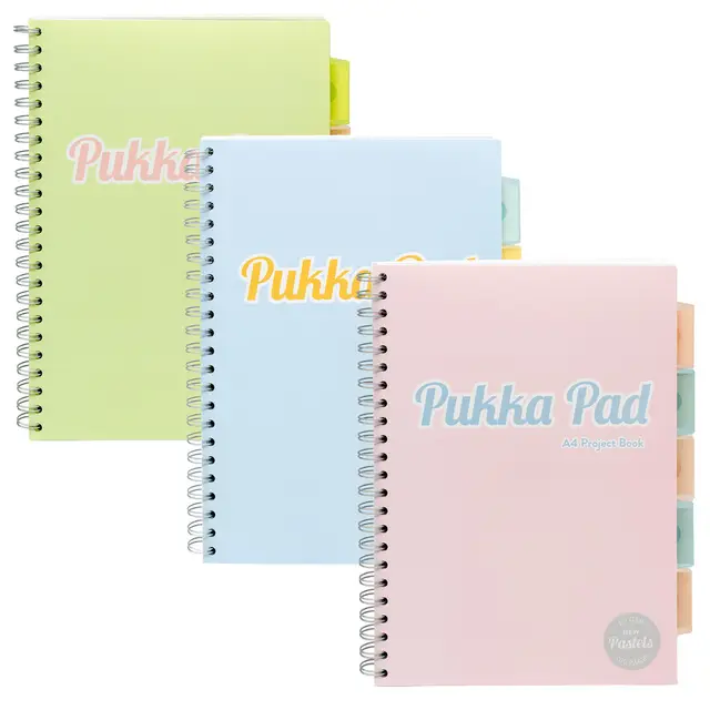 Pukka Pad A4 Pastel Project Book, Pack of 3