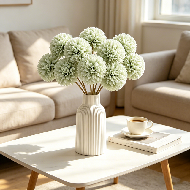 6PCS 11.4in/29cm
Artificial Chrysanthemum Bouquet of Flowers,Artificial Silk Flower, Decor for Wedding, Party Decorate, Home Room Ornament, Simulation Plants(green)