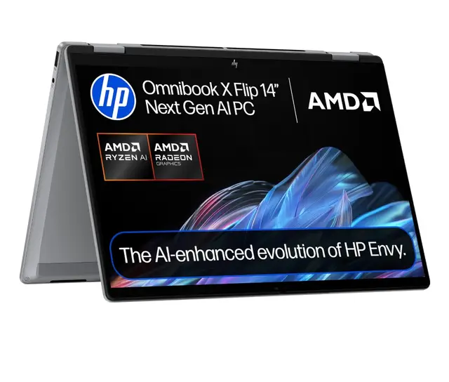 HP 14-fk0004na OmniBook X Flip Ryzen AI 5 340 (6C) 50 NPU TOPs 16GB LPDDR5X 7500 on-board 512GB PCIe Gen4 Value