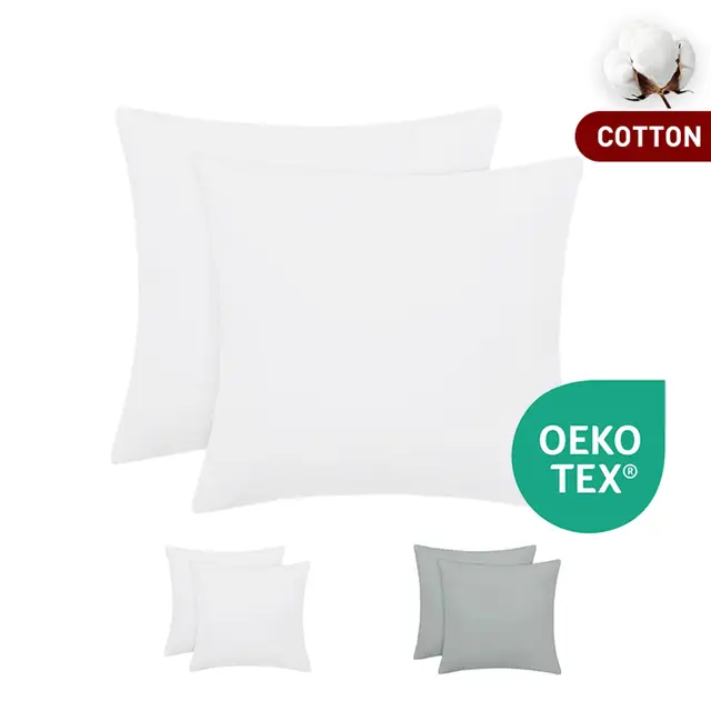 LeBonsoir Basics Kissenbezüge 80 x 80 cm, 2er-Set, 100 % Baumwolle, weich und atmungsaktiv, mit Reißverschluss, weiß, Kissen nicht enthalten