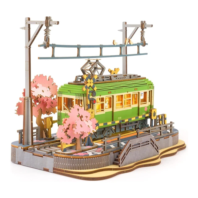 Robotime Rolife Sakura Journey houten 3D-puzzel bouwspeelgoed, 23 x 14 x 16,7 cm, 1 stuk,Wooninrichting, boekenkastdecoratie,Handgemaakte cadeaus voor volwassenen en tieners,Onderwijs speelgoed