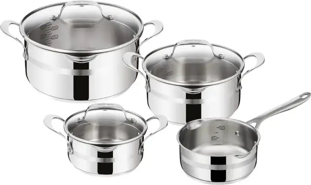 Jamie Oliver by Tefal Cook Smart Kookpannenset 4-delig - RVS - Deksels met Schenktuiten - Inductie