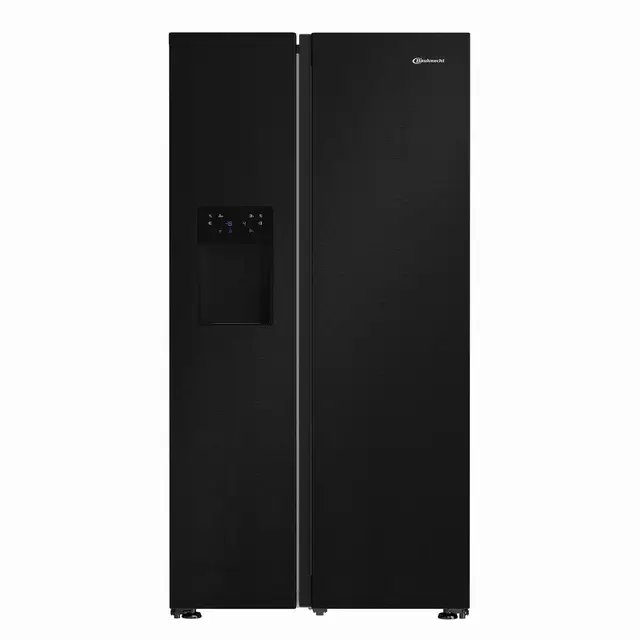 Bauknecht SBS IW E90 Schwarz Side-by-Side Kühl Gefrierkombination, 578 L, Inverter Kompressor, Wasser und Eiscubespender, Dual Cool Total No Frost, Fresh Shield, Elegant Fit [Energieeffizienzklasse E]