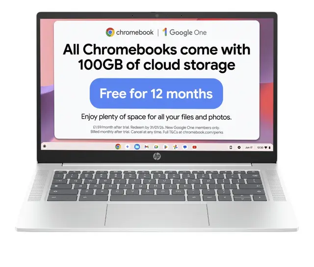 HP Chromebook 14a-nf0002na Intel N100 4GB RAM 128GB eUFS 14" ChromeOS Laptop