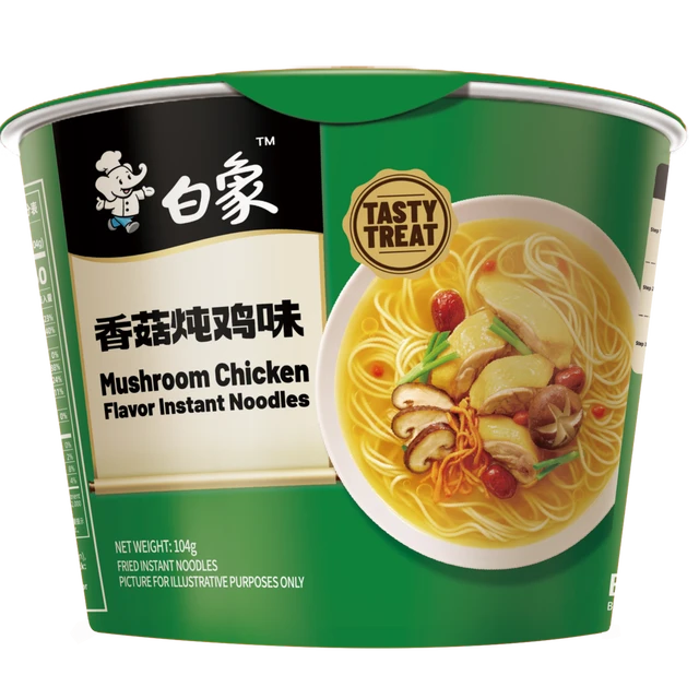 Bai Xiang Umami-Enhanced Classic Shiitake Chicken Soup Flavor Instant Noodles, 12 Buckets (Full Case)