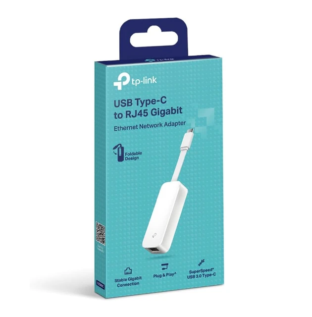 TP-Link UE300C USB-C-zu-Ethernet-Adapter, USB-C-zu-RJ45-Gigabit-Ethernet-LAN-Netzwerkadapter, Plug-and-Play für Windows 11/10/8.1/8, macOS, iPadOS, Chrome OS und Linux OS