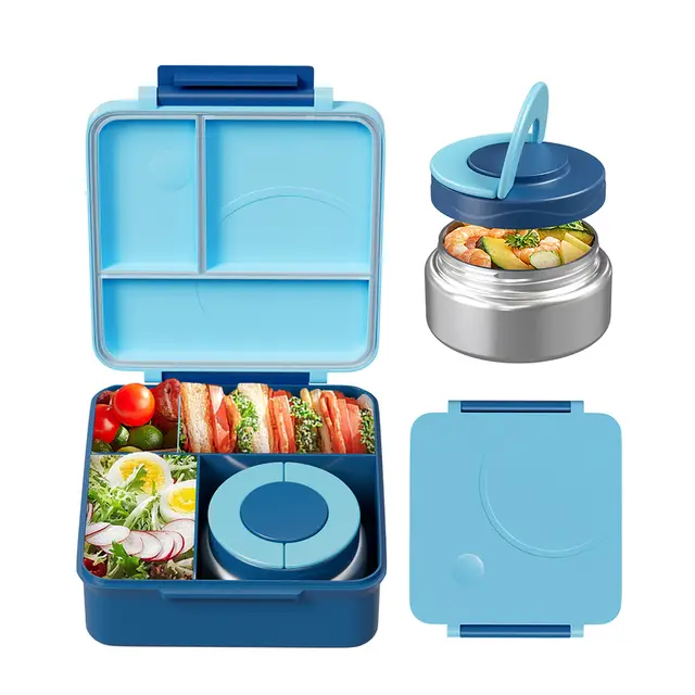 Meoky 54oz Ein-Klapp-Geteilter Lunchbox - Blau
