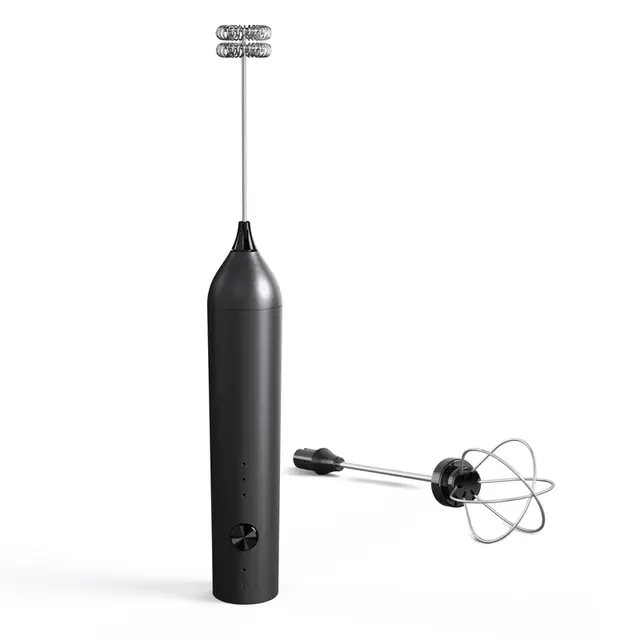 Cuisync Milk Frother Handheld Coffee Frother Electric Whisk, Type-C Rechargeable Foam Maker with 3 Speeds, 2 Whisk Attachments & Overheat Protection, Double-Layer Frothing Head, KJBQ-13