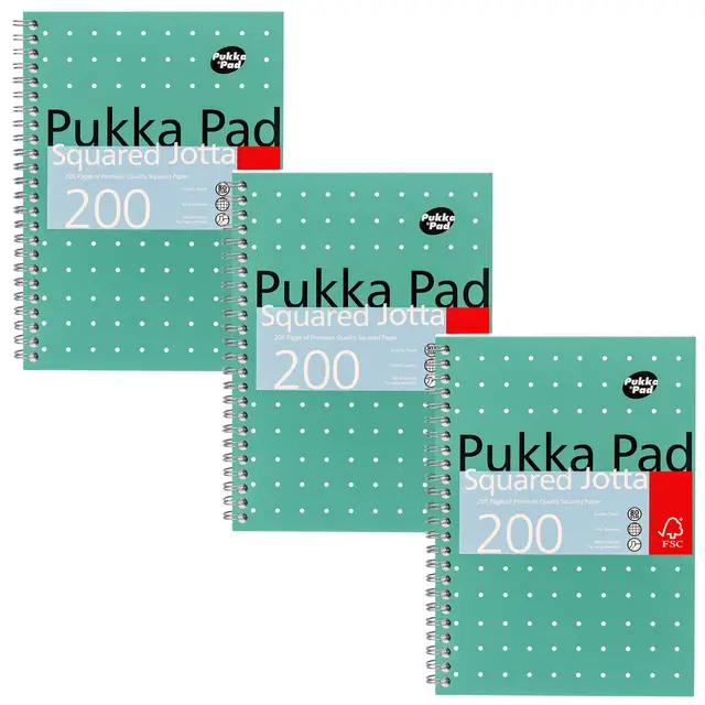 Pukka Pad A5 Metallic Jotta NotePad Squared, Pack of 3