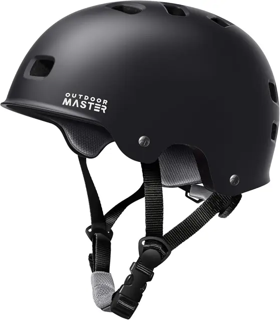 OutdoorMaster Oryx - Casque de skateboard et de vélo - Adultes - Noir - Taille S