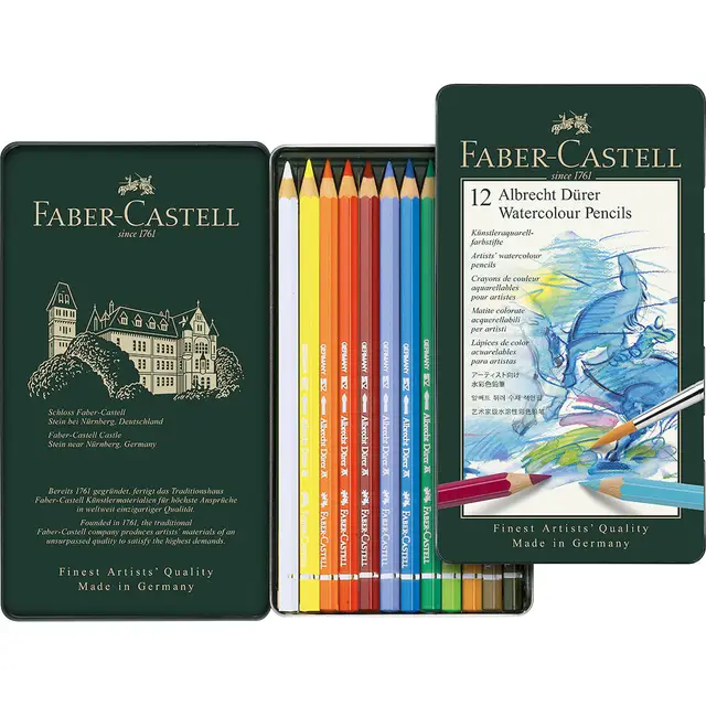 Faber-Castell Albrecht Dürer Artists' Watercolour Pencils, Tin of 12