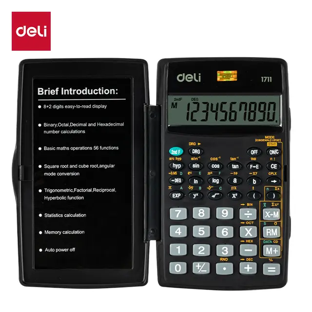 Deli Wissenschaftlicher Taschenrechner, Büro Schule Elektronik, Schwarz, 1 Stück