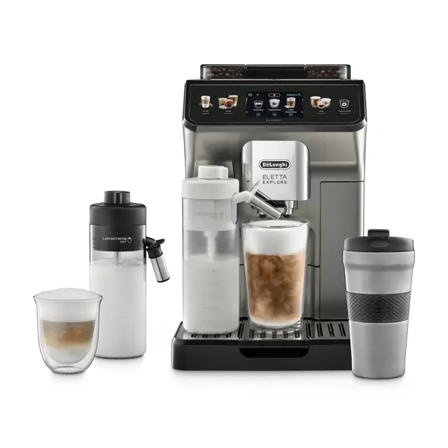 De’Longhi Eletta Explore, Hot & Cold Bean to Cup Coffee Machine, Titanium/Black, ECAM450.86.T