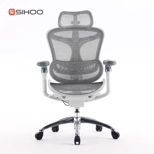 Sihoo Doro C300 ergonomische bureaustoel met ultra zachte 3D-armleuningen, dynamische lendensteun voor thuiswerk, verstelbare rugleuning, wit