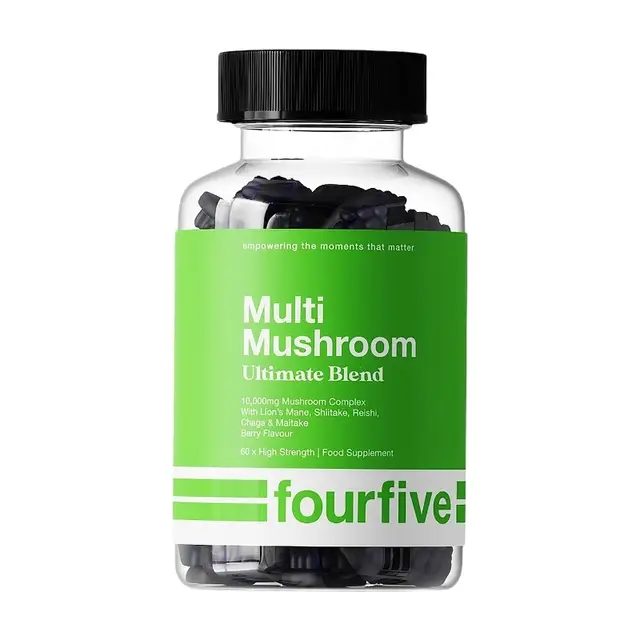 fourfive Multi Mushroom Gummies Ultimate Blend, 10,000mg per Serving with Lion's Mane, Reishi, Chaga, Shiitake & Maitake, 60 Gummies