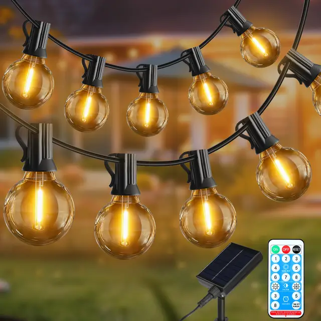 Vivreal G40 Solar-LED-Lichterkette, 15 m, 25+1 LEDs, Solar- und USB-Gartenbeleuchtung aus Kupfer & ABS, dimmbar, ersetzbare LEDs, mehrfach einstellbar, Neuheitsverkauf, Top-Geschenkideen