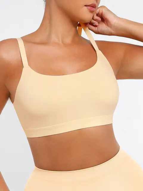 Feelingirl Everyday Seamless Wireless Invisible Square Neck Full Cover Homewear Bra for Women M Skin, Couple Gift Perfect Gift