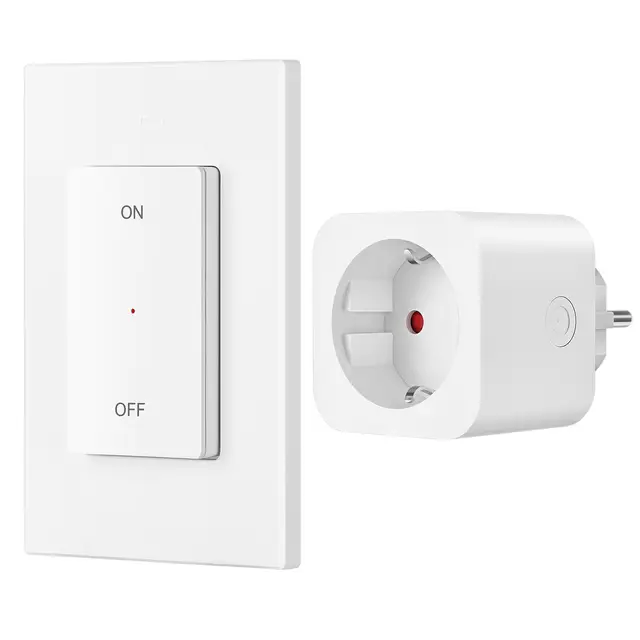 Dewenwils fernbedienbare Steckdose, 16A 3680W, Plug-in Ein-/Ausschalter, kabelloser Funk-Wandschalter, erweiterbarer Lichtschalter für Weihnachtsdekorationen, 30 m Reichweite, vorprogrammiert, weiß