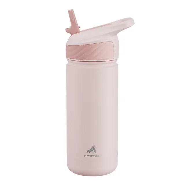 POWCAN by Meoky 18oz Single Spout Straw Sports Bottle - Pink