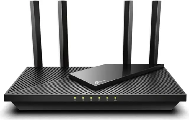 TP-Link Archer AX55 Wi-Fi 6 WLAN Router, 2402 Mbps 5 GHz, 574 Mbps 2,4 GHz, 4 × Gigabit LAN Ports, 1 × USB 3.0 Port, Unterstützt keine DSL-Funktion