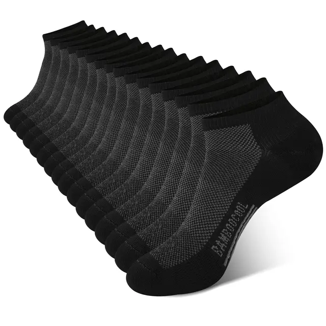 BAMBOO COOL Men's Athletic Ankle Socks Cushioned Moisture Wicking, Low Cut Running Mesh Socks Arch Support XL (8 Pack)