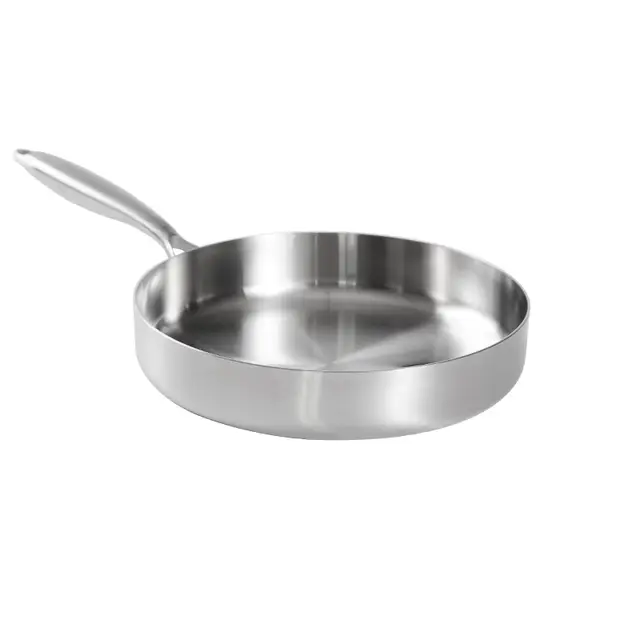 Série de poêles en acier inoxydable triple feuilleté PURECOOK 304 avec bords dorés blanc | 1 poêle en acier inoxydable triple feuilleté 304 de 20 cm doré blanc (sans couvercle, bords biseautés)