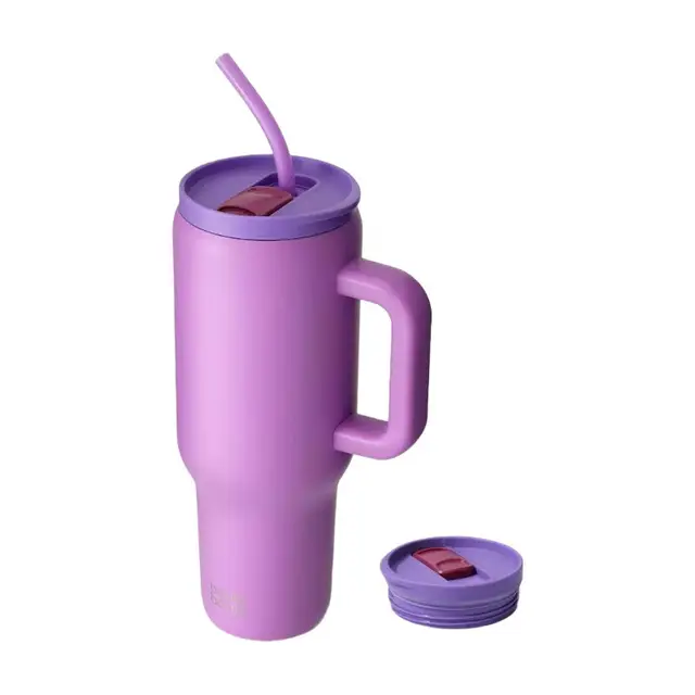 Bottle Bottle 40 oz Stainless Steel Vacuum Insulated Tumbler with Handle and Straw, Purple Sunset