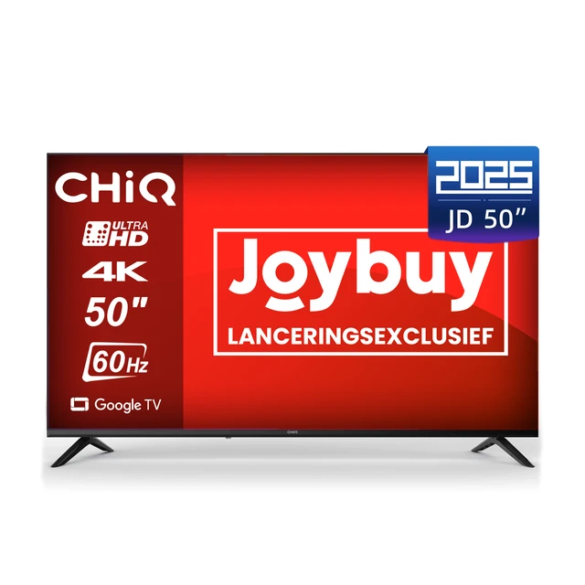 CHiQ U50JD 50-inch (127 cm) 4K Ultra HD smart-tv, Google TV, HDR10, MEMC & ALLM, Bluetooth 5.1, 5000:1 contrastverhouding, Dolby Audio, frameloos design met metalen behuizing