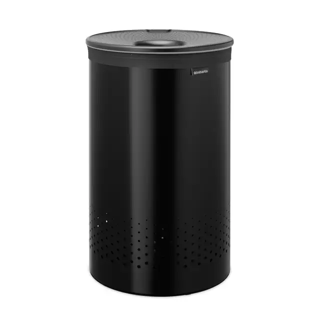 Brabantia Laundry Bin, 60L, Plastic Lid - Matt Black