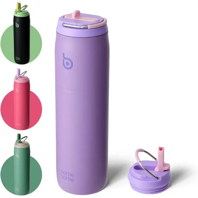Bottle Bottle Gourde de sport en acier inoxydable, isotherme sous vide avec couvercle à paille, violet, 32 oz, Vente d’année nouvelle, meilleur choix cadeau