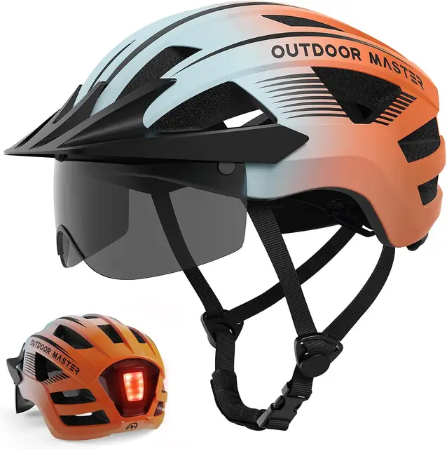 OutdoorMaster Cycling Helmet RhinoUrban With Goggles&Light Blue-Orange Gradient L 58-61cm