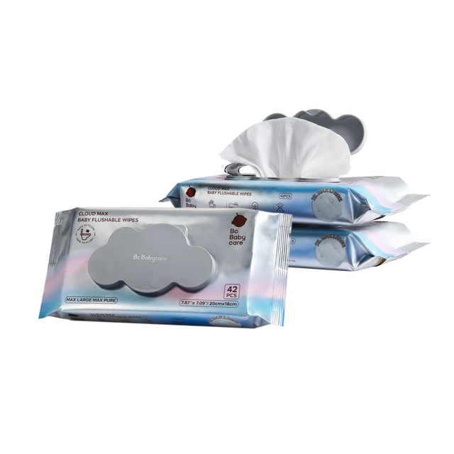 BC Babycare Lingettes jetables Feel Nuage, formule hypoallergénique, pour peaux sensibles, 99 % eau purifiée, fibres végétales, sûres pour les toilettes et fosses septiques, sans parfum, idéales pour l’apprentissage de la propreté, 126 lingettes (42 x 3 paquets)