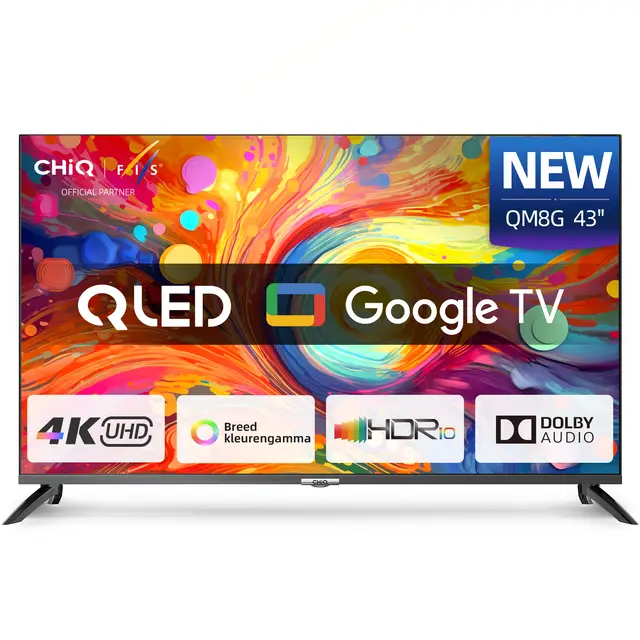 CHiQ U43QM8G 43" QLED - 50Hz, 4K, Google TV, HDR10 + HLG, Dolby Audio