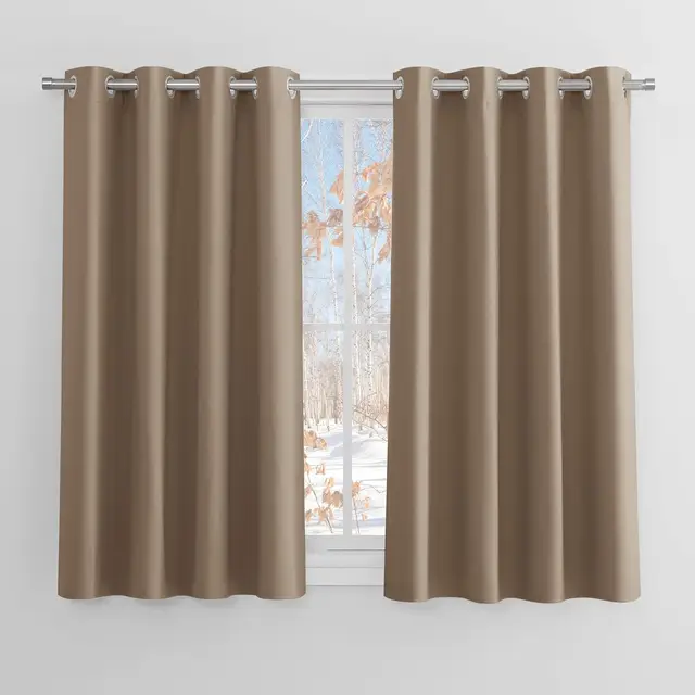 PONY DANCE Blackout Curtains with Eyelet, 2 Panels W140 x L145 cm(W55 x L57 inch), Cappuccino