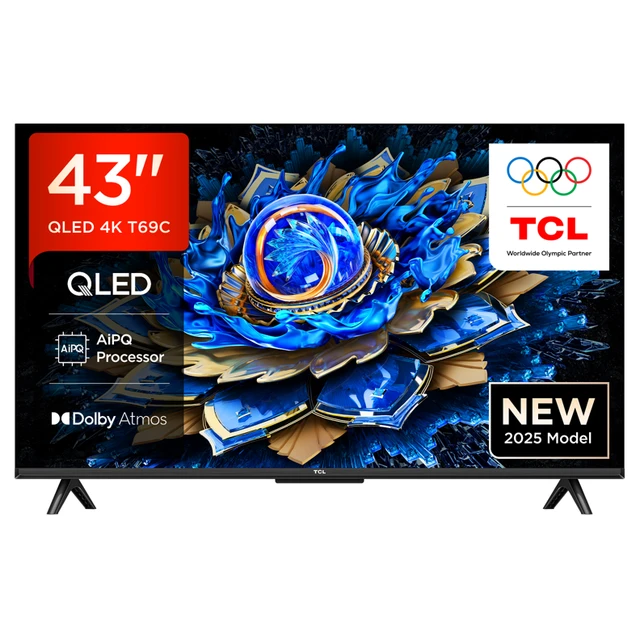TCL 43T69C 43 Zoll QLED, Direct LED, 4K HDR, Smart Google TV Dolby Vision & Atmos, Game Master, Motion Clarity, Google Assistant & Alexa