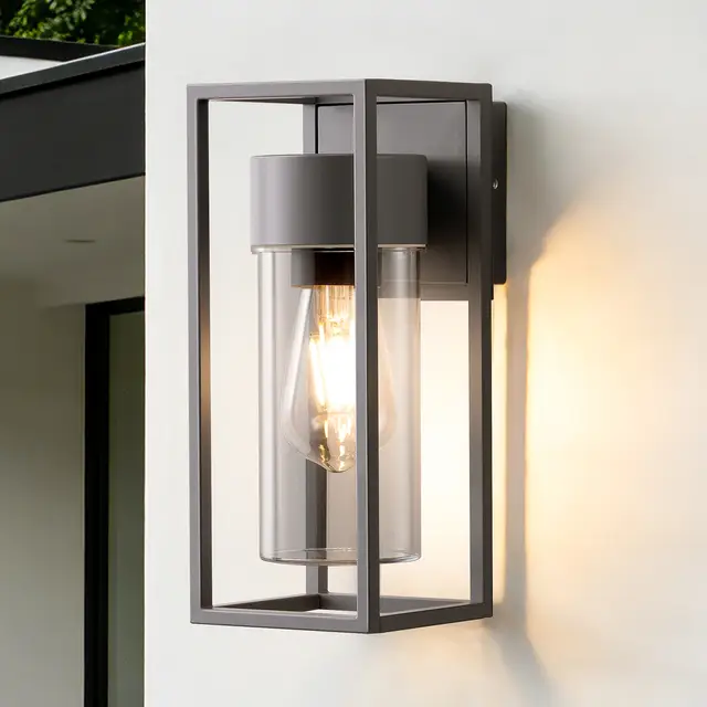 EDISHINE Wandleuchte Innen & Außen, Wandlampe, Wandbeleuchtung für Hauswand, Terrassenbeleuchtung, Balkon, modern, ohne Leuchtmittel, IP44 wasserdicht, Anthrazit