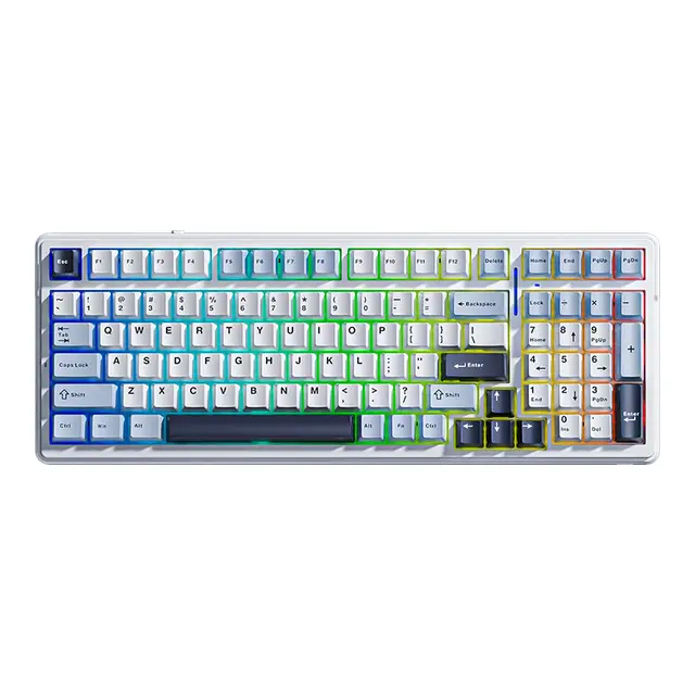 AULA F99 Mechanical Wireless Keyboard, QWERTY US layout, Tri-Mode(Wired/Bluetooth/2.4G) - Light Blue/Reaper Switch
