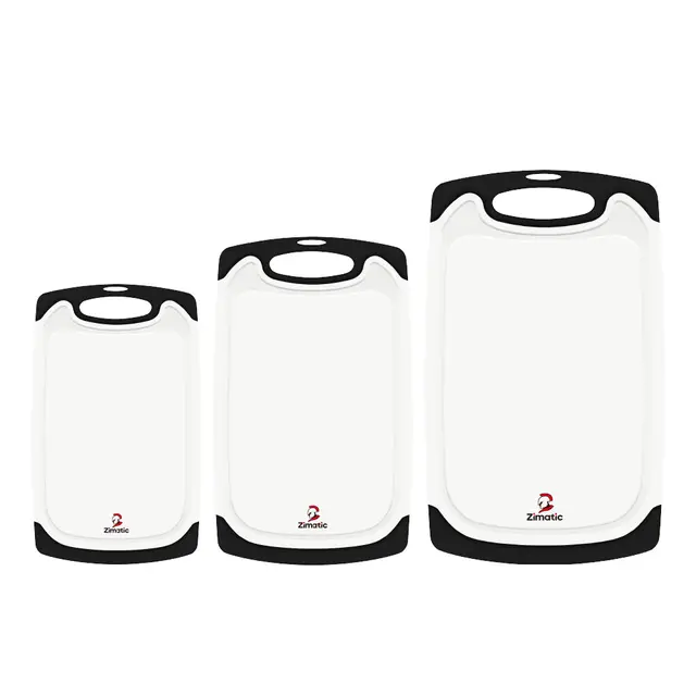Zimatic Küchen-Schneidebrett-Set, langlebige BPA-freie Bretter mit tiefen Saftrillen, rutschfestem Griff, leicht zu reinigen und spülmaschinenfest