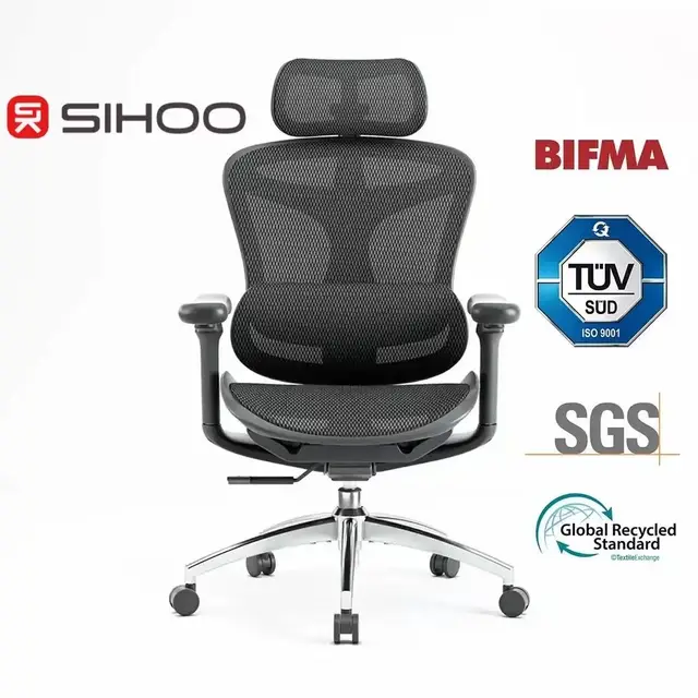 Sihoo Doro C300 Ergonomic Office Chair with Ultra Soft 3D Armrests, Dynamic Lumbar Support for Home Office, Adjustable Backrest Desk Chair (Black)