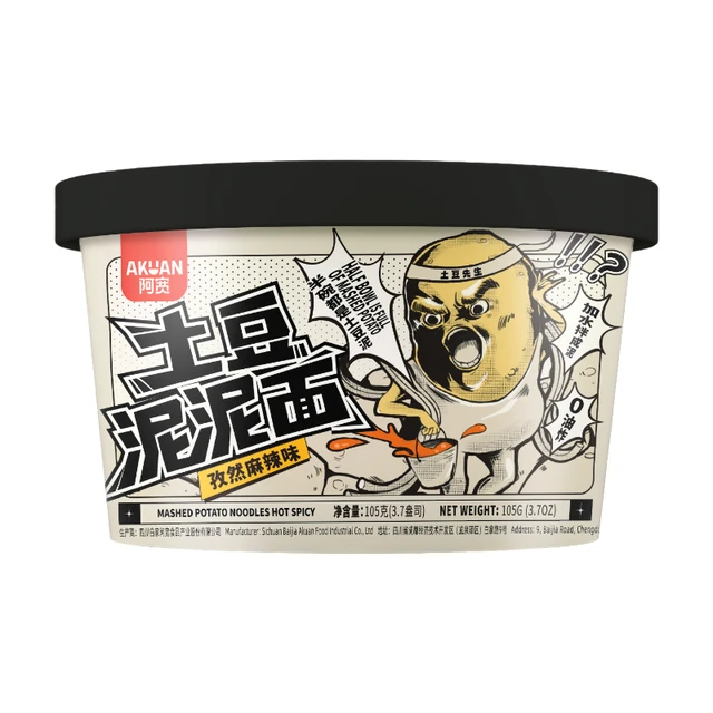 Akuan Nouilles mélangées à la pomme de terre - saveur cumin & mala 105 g (bol)