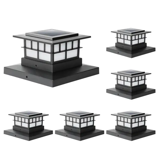 LUTEC 6-Piece Solar Fence Post Cap Lights, IP65 Waterproof, for 4x4 5x5 6x6 Wooden/Vinyl Posts, 3000K Warm White LED, Garden Deck Patio Decor