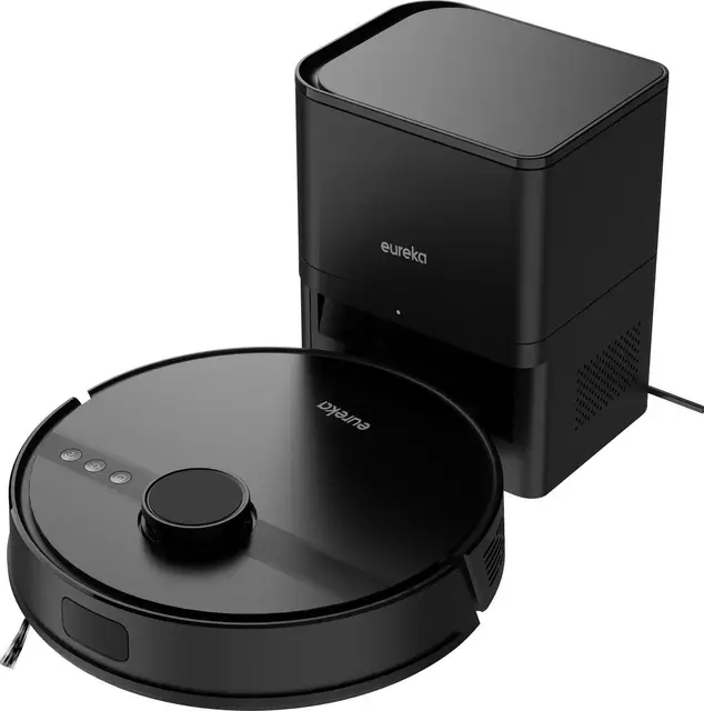 Eureka Floorcare Robot Vacuum and Mop – 2 in 1 Cleaning, Automatic Docking Station, Slim Multi-Surface Design, Black – NERN6plusBK