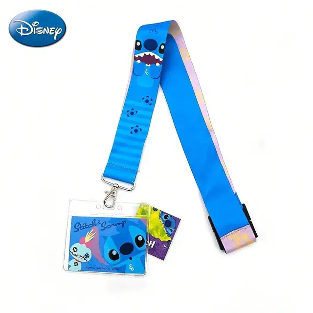 1pc Disney Stitch Scrump Lanyard & ID Card Holder Officially Licensed Stitch Themed Movies Anime Peripheral Vibrant Character Print Adjustable Lanyard Clear ID Case Gift
