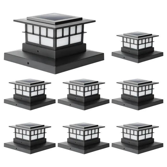 LUTEC 8-teiliges Solar-Pfosten-Abdecklicht, IP65 wasserdichtes Solar-Zaunpfostenlicht geeignet für 4x4 5x5 6x6 Holz-/Vinylpfosten, warmweißes 3000K LED-Solarlicht zur Dekoration, geeignet für Höfe, Gärten, Terrassen, Decks