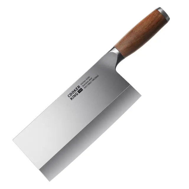 COOKER KING Hachoir de cuisine en acier inoxydable forgé japonais et manche en bois