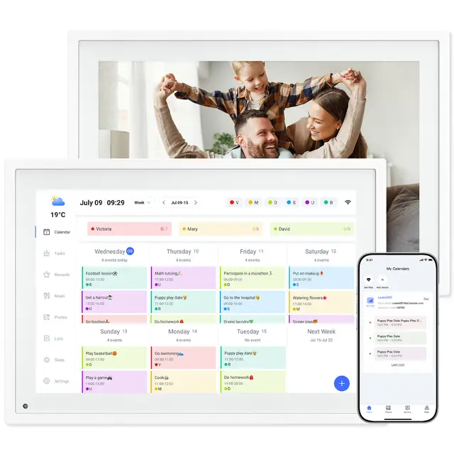 TABWEE P10 WIFI Digitaler Kalender - Digitaler Bilderrahmen, 10,1" Elektronische Planungstafel für Familie & Konferenz, Zwei-Wege-Terminabgleich via Mobile App, Familienorganizer, Geschenk für die Familie/Weihnachtsgeschenk